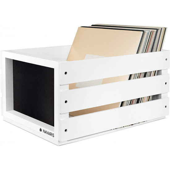 Navaris Ξύλινο Κουτί Αποθήκευσης με Πίνακα Κιμωλίας - White - 53026.01.02