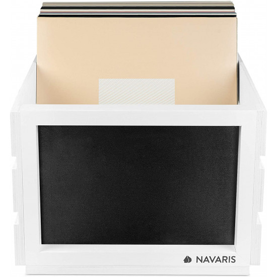Navaris Ξύλινο Κουτί Αποθήκευσης με Πίνακα Κιμωλίας - White - 53026.01.02