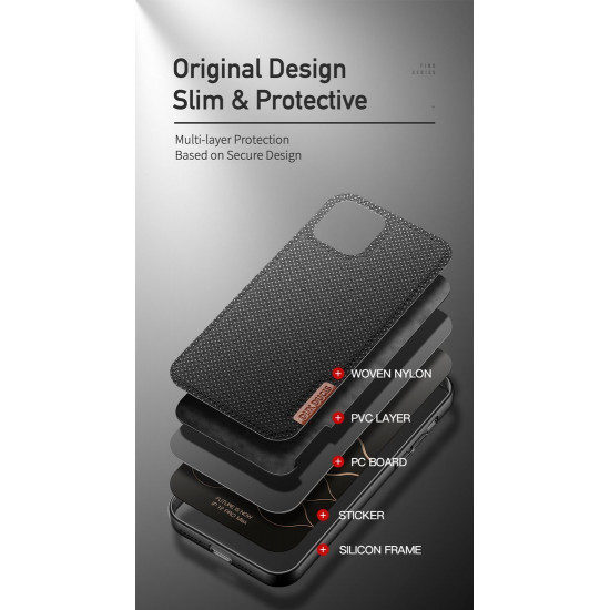 Dux Ducis iPhone 12 Pro Max Fino Series Σκληρή Θήκη με Πλαίσιο Σιλικόνης και Επένδυση από Ύφασμα - Black