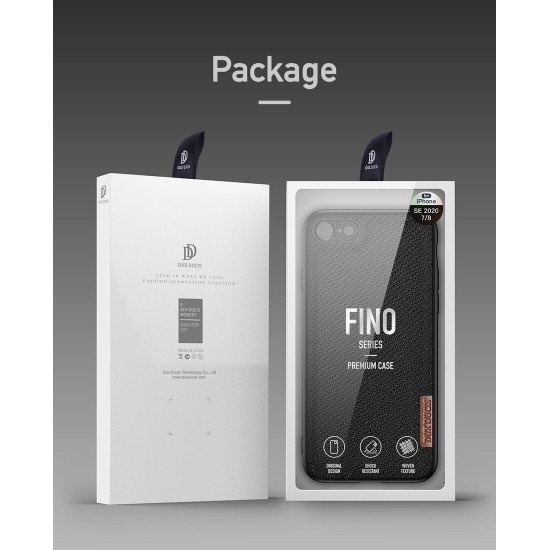 Dux Ducis iPhone SE 2022 / SE 2020 / 7 / 8 Fino Series Σκληρή Θήκη με Πλαίσιο Σιλικόνης και Επένδυση από Ύφασμα - Black