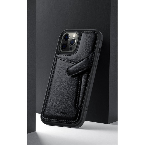 Nillkin iPhone 12 / iPhone 12 Pro Aoge Leather Θήκη από Γνήσιο Δέρμα και Υποδοχή για Κάρτα - Black