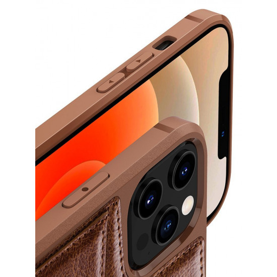 Nillkin iPhone 12 / iPhone 12 Pro Aoge Leather Θήκη από Γνήσιο Δέρμα και Υποδοχή για Κάρτα - Brown