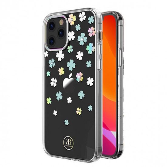 Kingxbar iPhone 12 / iPhone 12 Pro Lucky Series Σκληρή Θήκη με Swarovski Crystals - Clover - Διάφανη