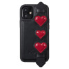 Kingxbar iPhone 12 / iPhone 12 Pro Refreshing Series Θήκη με Επένδυση Συνθετικού Δέρματος και Swarovski Crystals - Black