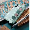 Kingxbar iPhone 12 Pro Max Refreshing Series Θήκη με Επένδυση Συνθετικού Δέρματος και Swarovski Crystals - Green