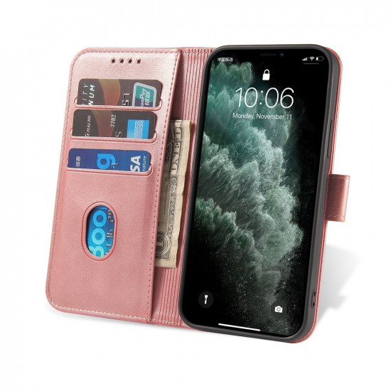 OEM iPhone 12 Pro Max Θήκη Πορτοφόλι Stand από Δερματίνη - Pink
