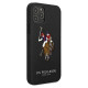 US Polo iPhone 12 Pro Max Embroidery Collection Θήκη με Επένδυση Συνθετικού Δέρματος - Black - USHCP12LPUGFLBK