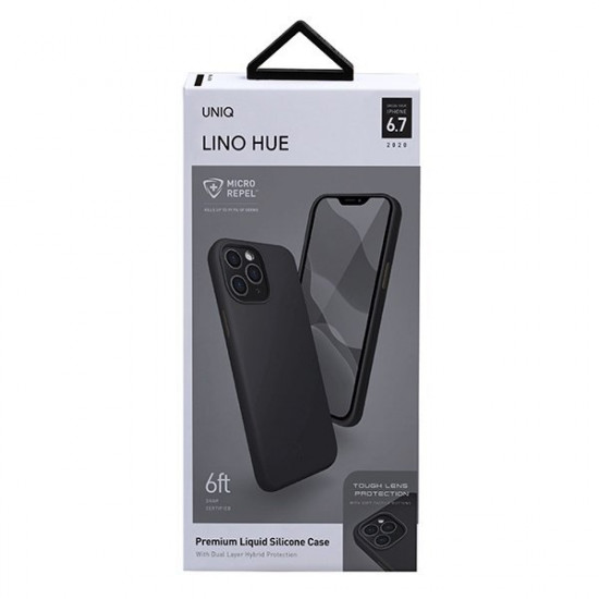 Uniq iPhone 12 Pro Max Lino Hue Θήκη Σιλικόνης - Black