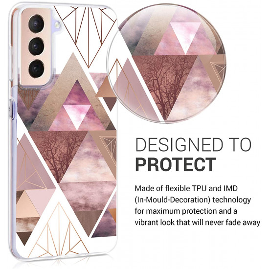 KW Samsung Galaxy S21 Θήκη Σιλικόνης TPU Design Glory Triangle - Pink / Rose Gold / White - 54061.02