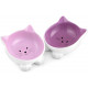 Navaris Cat Bowls with Ears Set of 2 - Σετ με 2 Μπολ Φαγητού και Νερού σε Σχήμα Γάτας - Purple / Pink - 50736.45
