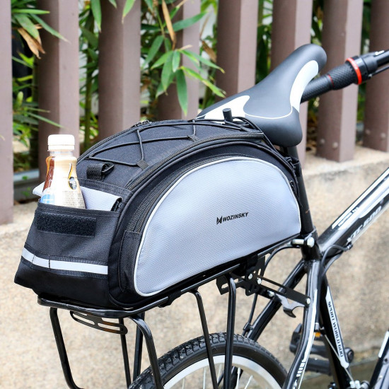 Wozinsky Bicycle Bike Pannier Bag - Τσάντα Αποθήκευσης για Σχάρα Ποδηλάτου με Λουράκι Ώμου 13L - Black - WBB1BK