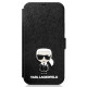 Karl Lagerfeld iPhone 12 Pro Max - Saffiano Ikonik Metal Θήκη Βιβλίο από Συνθετικό Δέρμα - Black - KLFLBKP12LIKMSBK