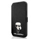 Karl Lagerfeld iPhone 12 Pro Max - Saffiano Ikonik Metal Θήκη Βιβλίο από Συνθετικό Δέρμα - Black - KLFLBKP12LIKMSBK