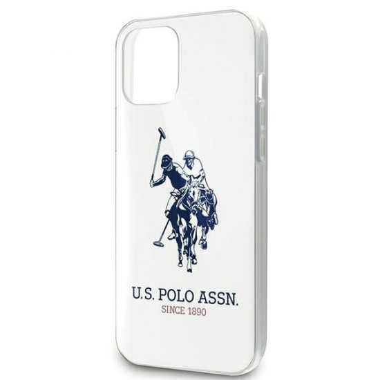 US Polo iPhone 12 Pro Max Shiny Big Logo Σκληρή Θήκη με Πλαίσιο Σιλικόνης - White - USHCP12LTPUHRWH