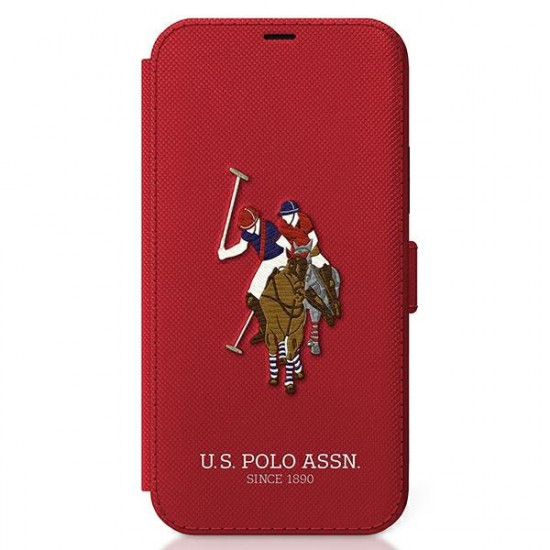 US Polo iPhone 12 Pro Max - Embroidery Collection Θήκη Βιβλίο Stand - Red - USFLBKP12LPUGFLRE