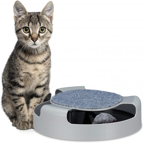 Relaxdays Παιχνίδι για Γάτες με Ποντίκι - Grey - 4052025916947