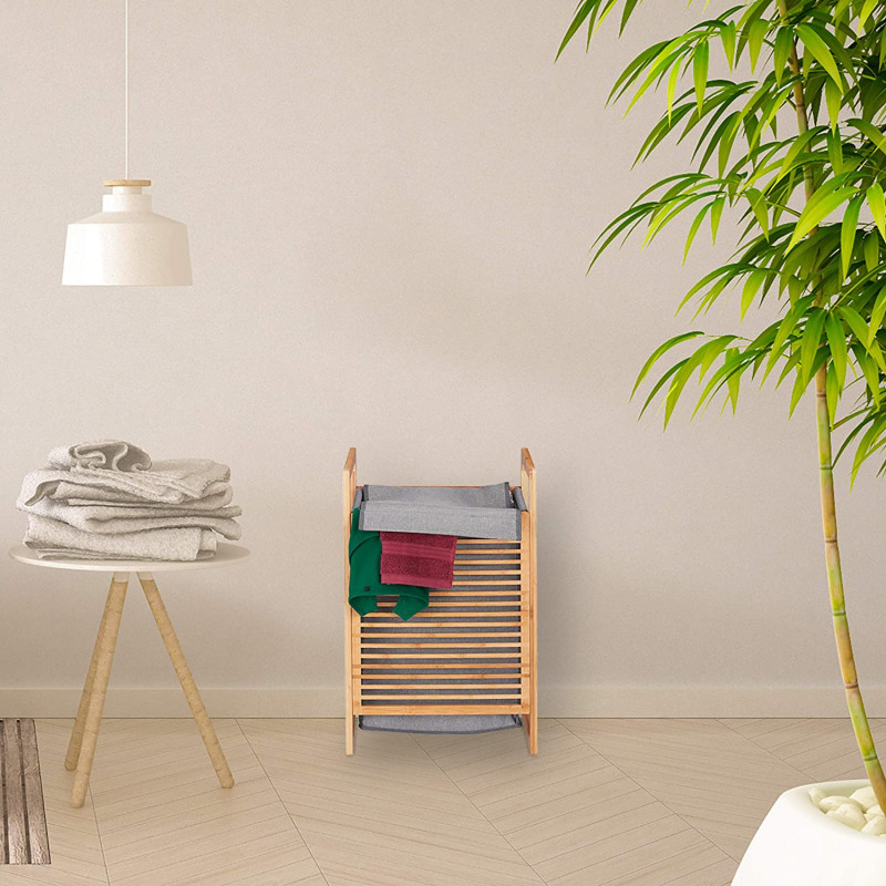 Relaxdays Κάδος Απλύτων από Μπαμπού - Natural / Grey - 4052025265052 Relaxdays Κάδος Απλύτων από Μπαμπού - Natural / Grey - 4052025265052