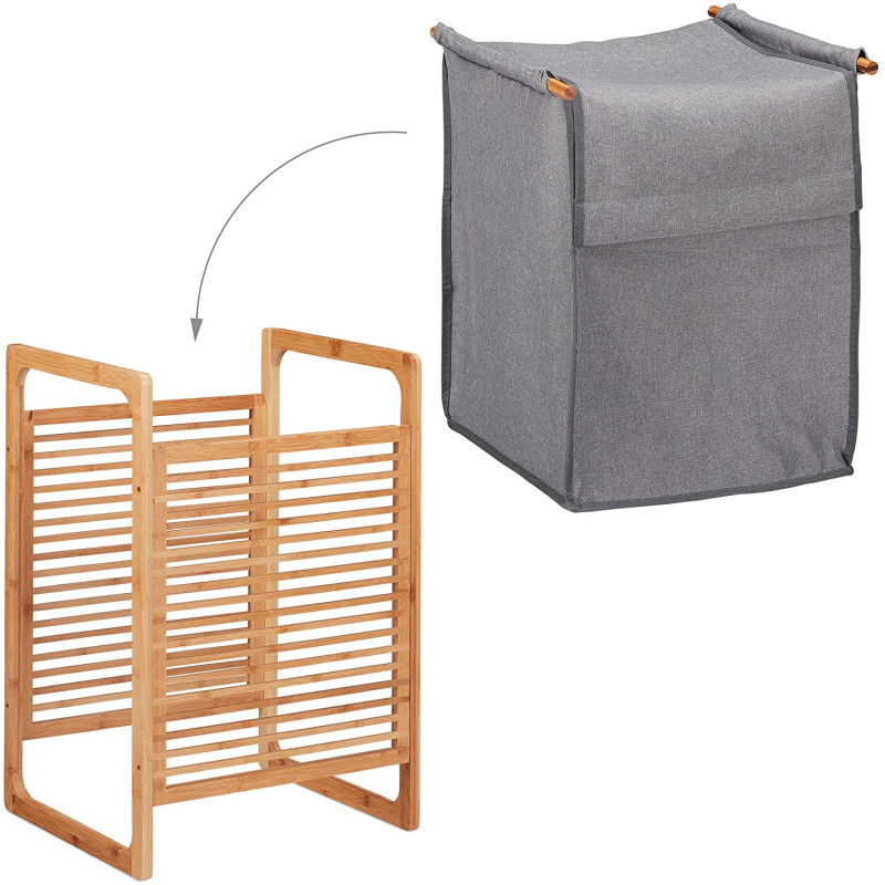 Relaxdays Κάδος Απλύτων από Μπαμπού - Natural / Grey - 4052025265052 Relaxdays Κάδος Απλύτων από Μπαμπού - Natural / Grey - 4052025265052
