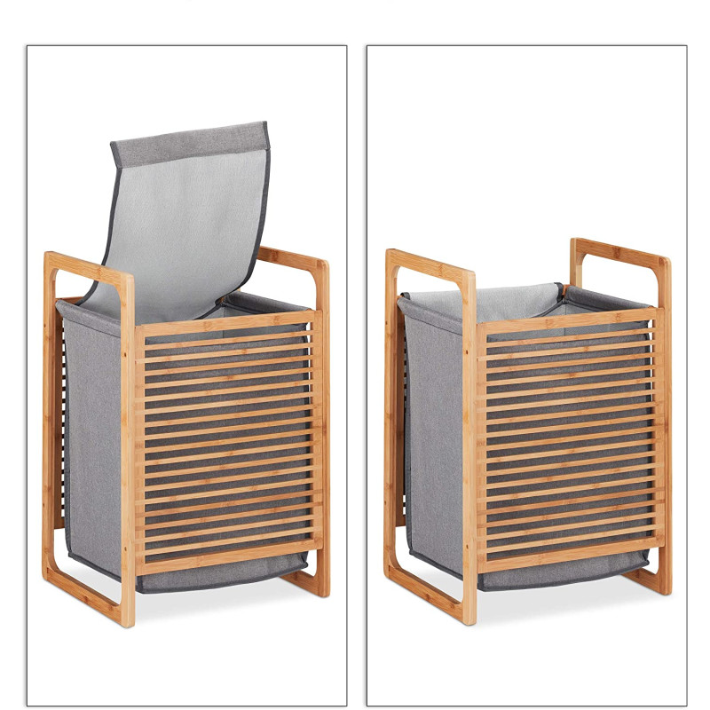 Relaxdays Κάδος Απλύτων από Μπαμπού - Natural / Grey - 4052025265052 Relaxdays Κάδος Απλύτων από Μπαμπού - Natural / Grey - 4052025265052