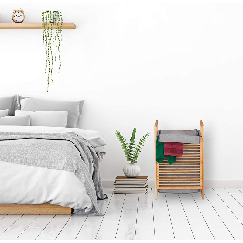 Relaxdays Κάδος Απλύτων από Μπαμπού - Natural / Grey - 4052025265052 Relaxdays Κάδος Απλύτων από Μπαμπού - Natural / Grey - 4052025265052
