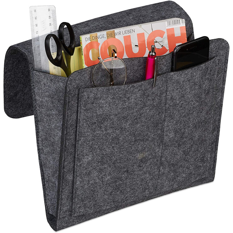 Relaxdays Bed Pocket Τσέπη Organiser Κρεβατιού - Dark Grey - 4052025898380