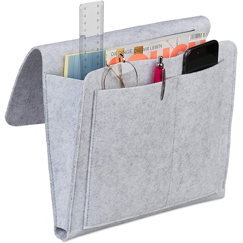 Relaxdays Bed Pocket Τσέπη Organiser Κρεβατιού - Light Grey - 4052025898335