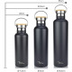 Milu T6 Μπουκάλι Θερμός από Ανοξείδωτο Ατσάλι 3 σε 1 - 750ml - Black Matt - 5006