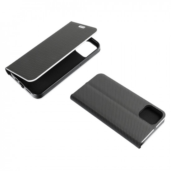 Forcell Samsung Galaxy A72 / A72 5G Luna Carbon Θήκη Βιβλίο Stand - Black