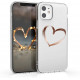 KW iPhone 12 / iPhone 12 Pro Θήκη Σιλικόνης TPU Design Brushed Heart - Διάφανη / Rose Gold - 53035.08
