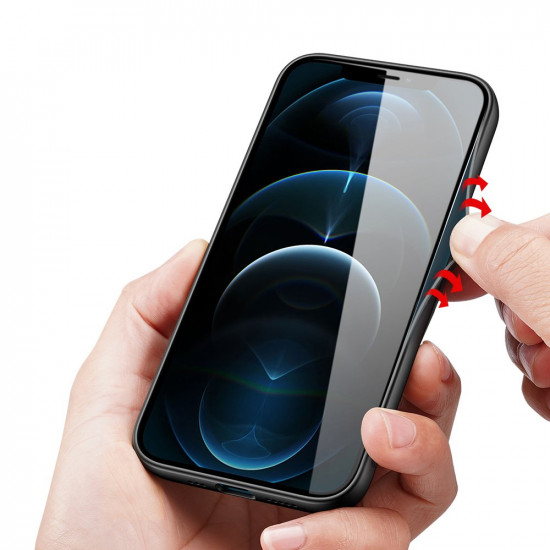Dux Ducis iPhone 12 / iPhone 12 Pro Fino Series Σκληρή Θήκη με Πλαίσιο Σιλικόνης και Επένδυση από Ύφασμα - Black