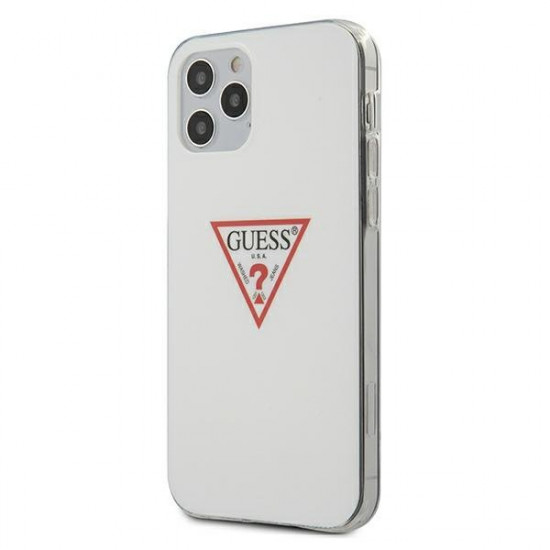 Guess iPhone 12 / iPhone 12 Pro Triangle Collection Σκληρή Θήκη με Πλαίσιο Σιλικόνης - White - GUHCP12MPCUCTLWH