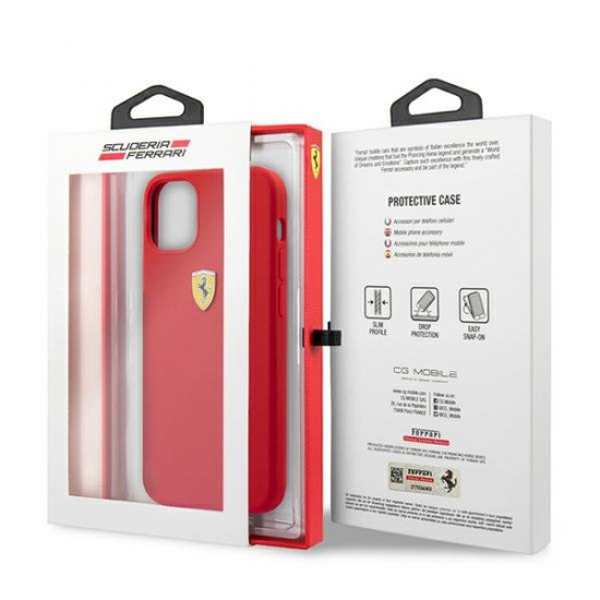 Ferrari iPhone 12 / iPhone 12 Pro On Track Silicone Θήκη Σιλικόνης - Red - FESSIHCP12MRE