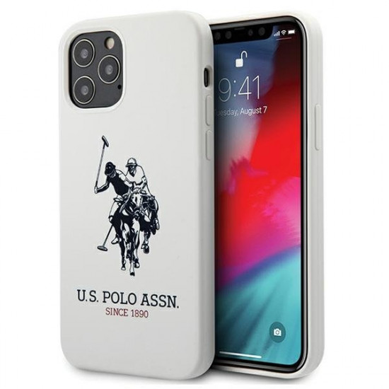 US Polo iPhone 12 / iPhone 12 Pro Silicone Collection Θήκη Σιλικόνης - White - USHCP12MSLHRWH