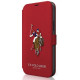 US Polo iPhone 12 / iPhone 12 Pro - Embroidery Collection Θήκη Βιβλίο Stand - Red - USFLBKP12MPUGFLRE
