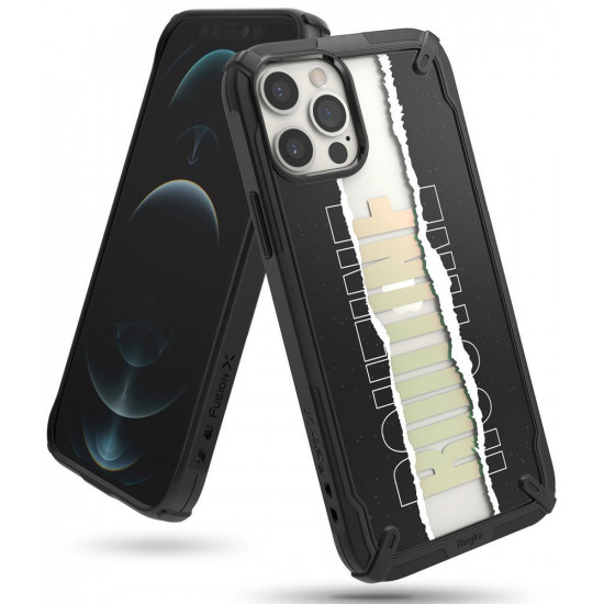 Ringke iPhone 12 / iPhone 12 Pro Fusion X Σκληρή Θήκη με Πλαίσιο Σιλικόνης - Design Routine - Black - Διάφανη