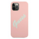 Guess iPhone 12 / iPhone 12 Pro Silicone Vintage Script Θήκη Σιλικόνης - Pink / Green - GUHCP12MLSVSPG