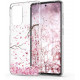 KW Samsung Galaxy A52 / A52 5G / A52s 5G Θήκη Σιλικόνης TPU Design Cherry Blossoms - Light Pink / Dark Brown - Διάφανη - 54348.02