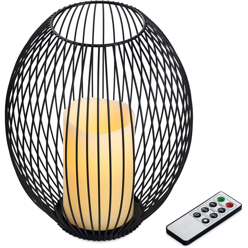 Navaris Μεταλλική Βάση με Κερί LED και τηλεχειριστήριο - Large - Black - 53306.03.01