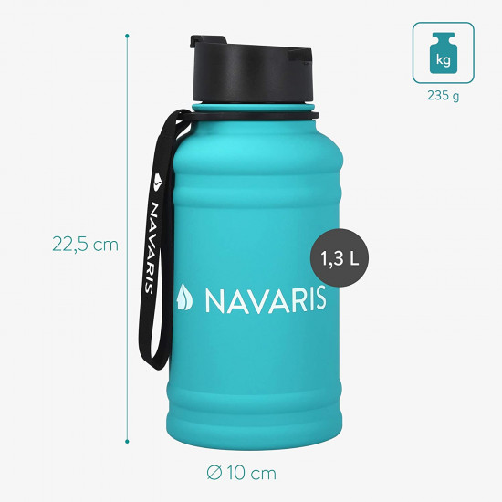 Navaris Μπουκάλι Νερού από Ανοξείδωτο Ατσάλι - BPA Free - 1.3 L - Turquoise - 52873.37