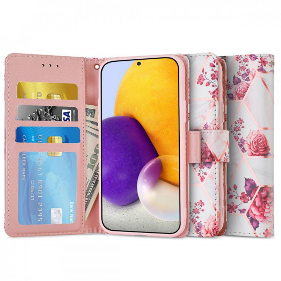 Tech-Protect Samsung Galaxy A72 / A72 5G Θήκη Πορτοφόλι Stand από Δερματίνη - Floral Rose