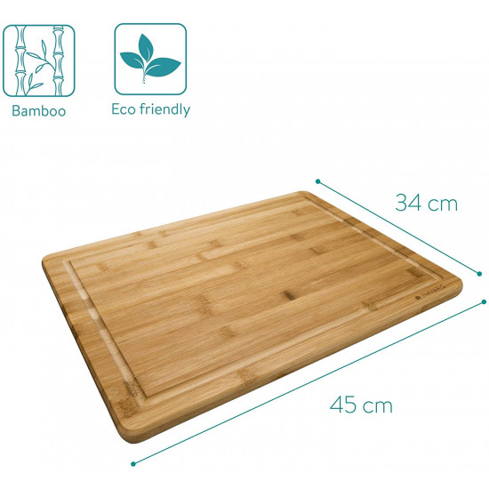 Navaris Natural Bamboo Wooden Chopping Board Ξύλινη Επιφάνεια Κοπής - 45 x 34 x 1.8 cm - Light Brown - 51502.01