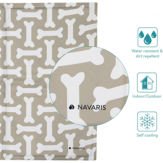 Navaris Pet Cooling Mat - Στρώμα Ψύξης για Κατοικίδια - 90 x 50 cm - Design Bone - 51240.2