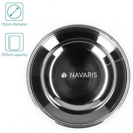 Navaris Ανοξείδωτo Μπολ Φαγητού για Γάτες και Σκύλους - Design Marble - 350 ml - Silver - 46948.1