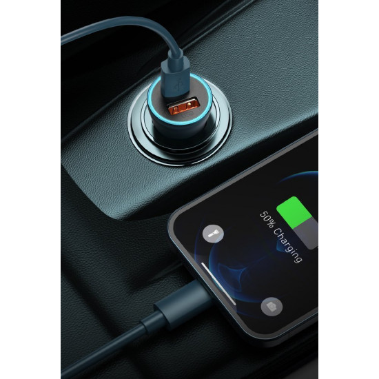 Baseus Golden Contactor Pro 40W Φορτιστής Αυτοκινήτου Γρήγορης Φόρτισης με 2 Θύρες USB και Καλώδιο Type-C - Grey - TZCCJD-A0G