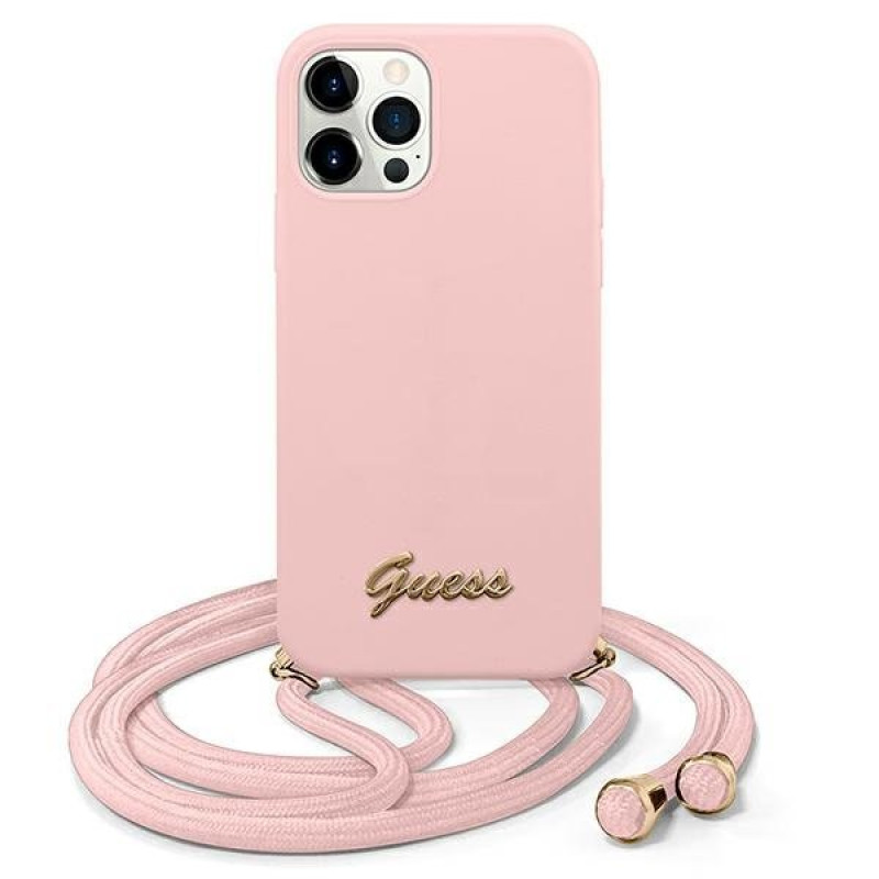 Guess iPhone 12 Pro Max - Metal Logo Cord Θήκη Σιλικόνης με Λουράκι - Pink - GUHCP12LLSCLMGLP Guess iPhone 12 Pro Max - Metal Logo Cord Θήκη Σιλικόνης με Λουράκι - Pink - GUHCP12LLSCLMGLP