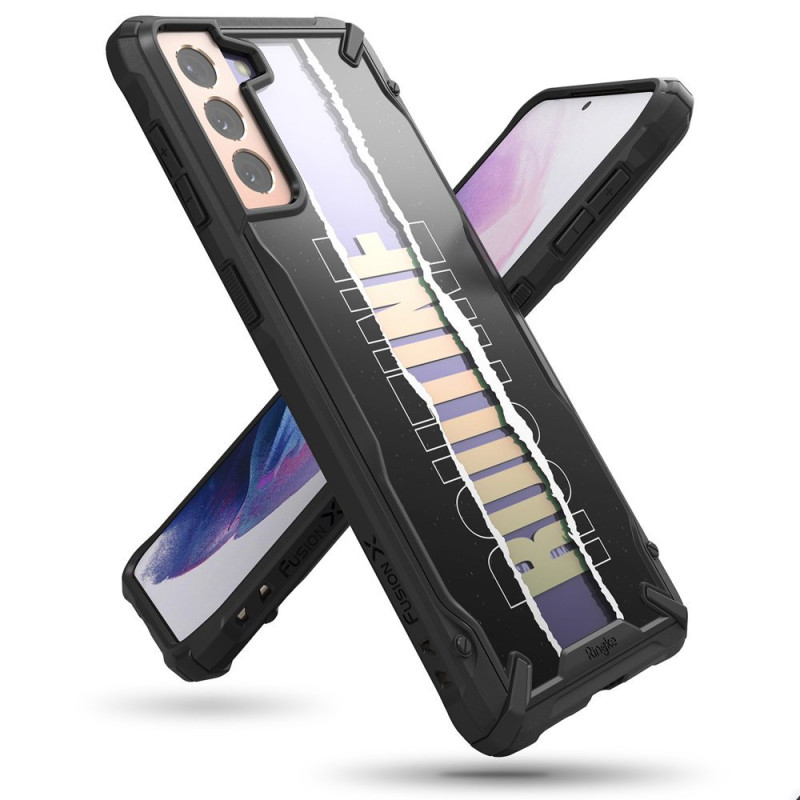 Ringke Samsung Galaxy S21 Plus Fusion X Σκληρή Θήκη με Πλαίσιο Σιλικόνης - Design Routine - Black - Διάφανη