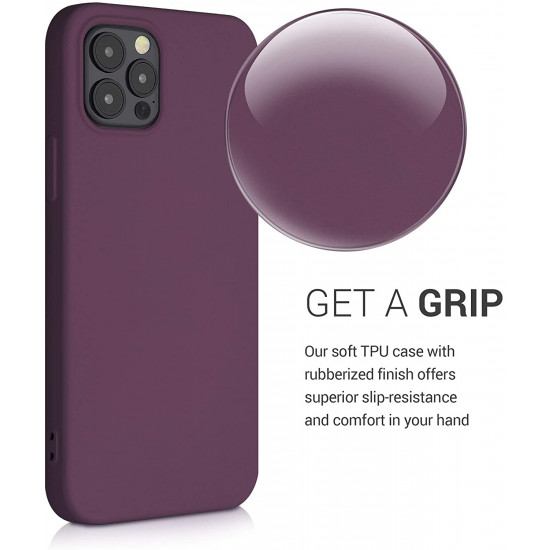 KW iPhone 12 / iPhone 12 Pro Θήκη Σιλικόνης Rubberized TPU - Bordeaux Purple - 53844.187