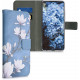 KW Samsung Galaxy A52 / A52 5G / A52s 5G Θήκη Πορτοφόλι Stand - Design Magnolias - White / Blue / Grey - 54349.02