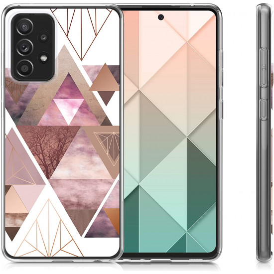KW Samsung Galaxy A52 / A52 5G / A52s 5G Θήκη Σιλικόνης TPU Design Glory Triangle - Pink / Rose Gold / White - 54357.02