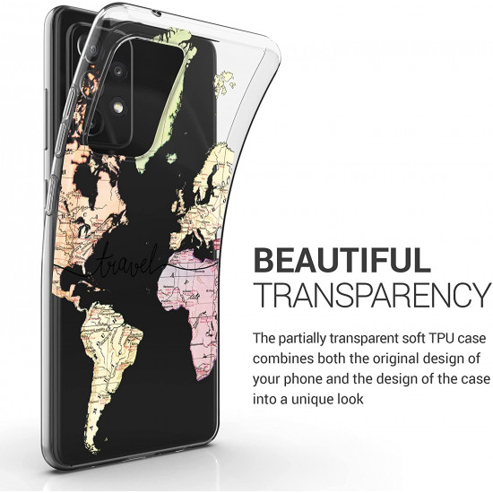 KW Samsung Galaxy A72 / A72 5G Θήκη Σιλικόνης TPU Design Travel - Διάφανη / Black / Multicolor - 54360.01